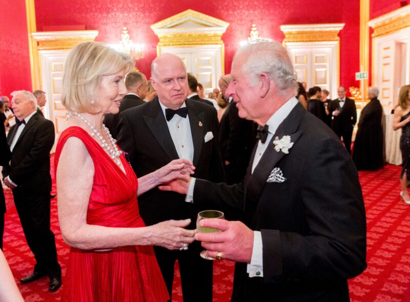 His majesty King Charles III greeting people at an event