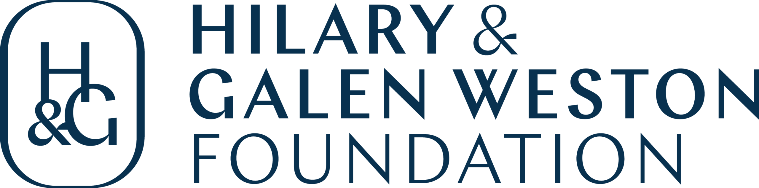 Blue logo of the Hilary and Galen Weston Foundation.